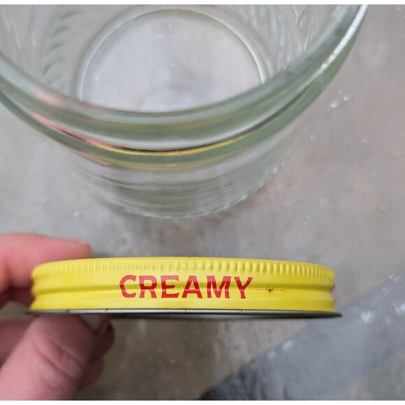 VTG Peter Pan Glass Peanut Butter Jars 80s Matching Creamy Crunchy Retro Yellow - Picture 8 of 9